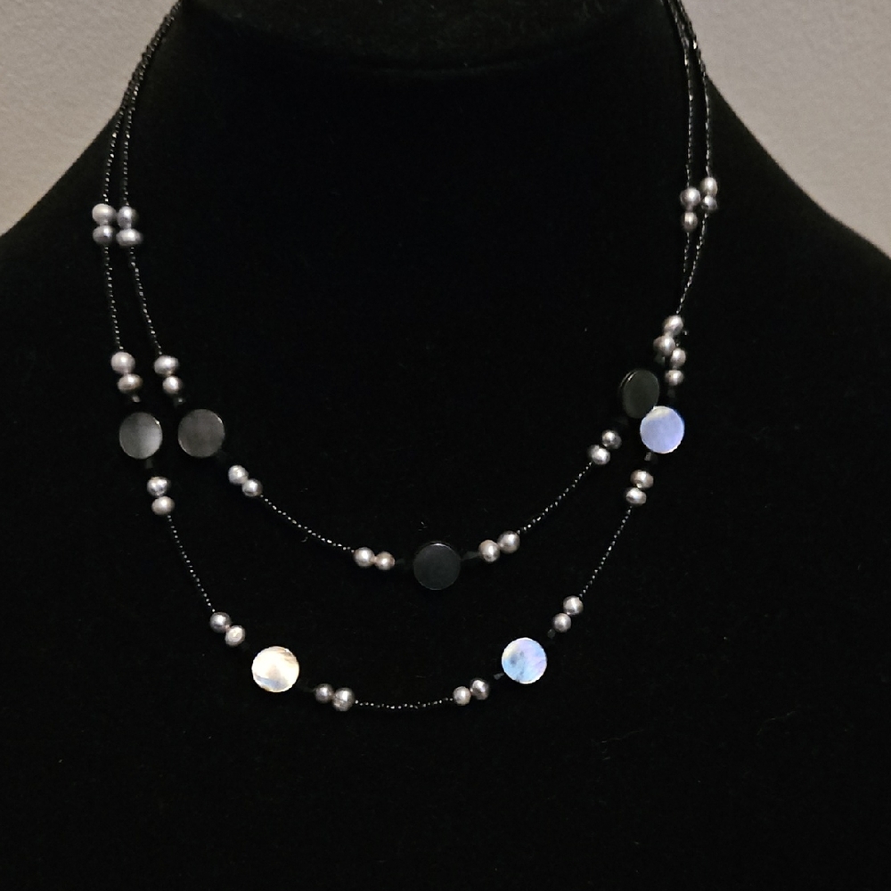 Elegant Black and Silver Beaded Necklace